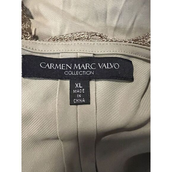 Carmen Marc Valvo Collection Women XL Dressy Twin Set Top Gold Sequins Textured - Picture 12 of 13